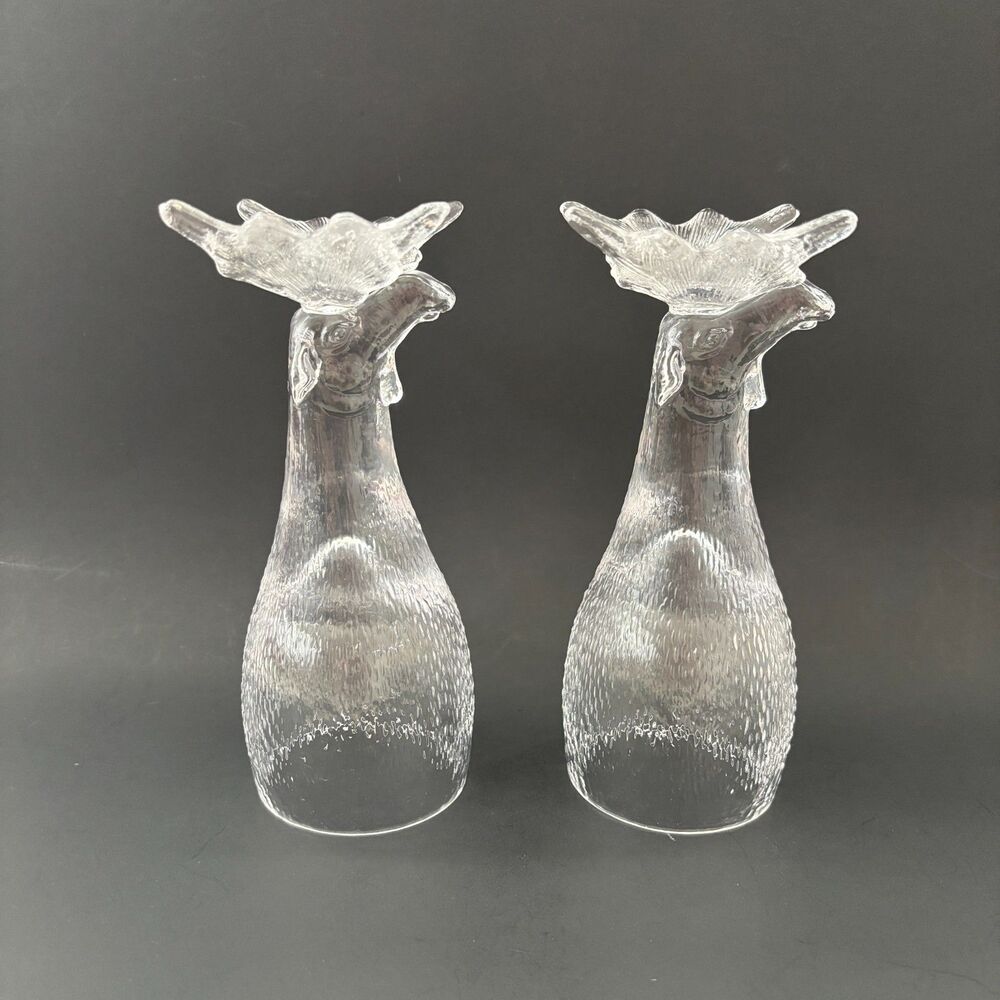 Mikael Kenlind Rustic Crystal Moose Beer Glasses Barware Hand Blown Nature